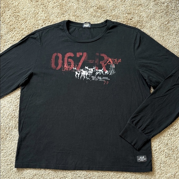 Polo Ralph Lauren Black Long Sleeve Graphic Tee Alaska Mail Dog Team Logo Print - Picture 1 of 8